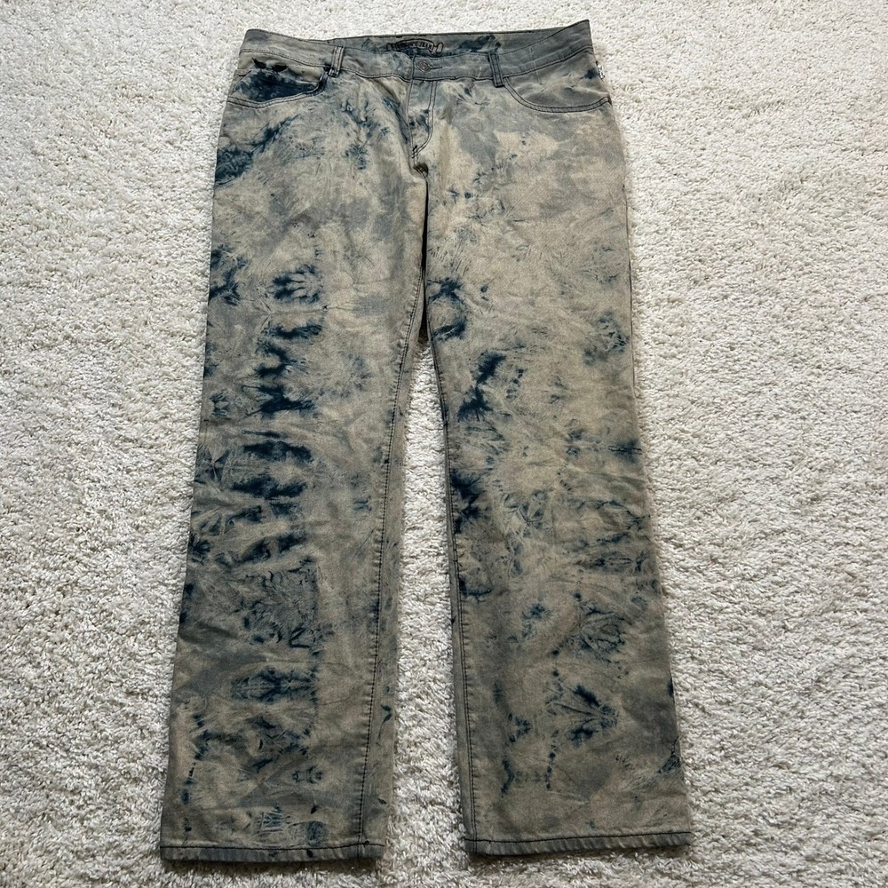 Robins Jean Motard Jeans 42X33 Gray Blue Acid Wash Studded Wing Pockets SF5475